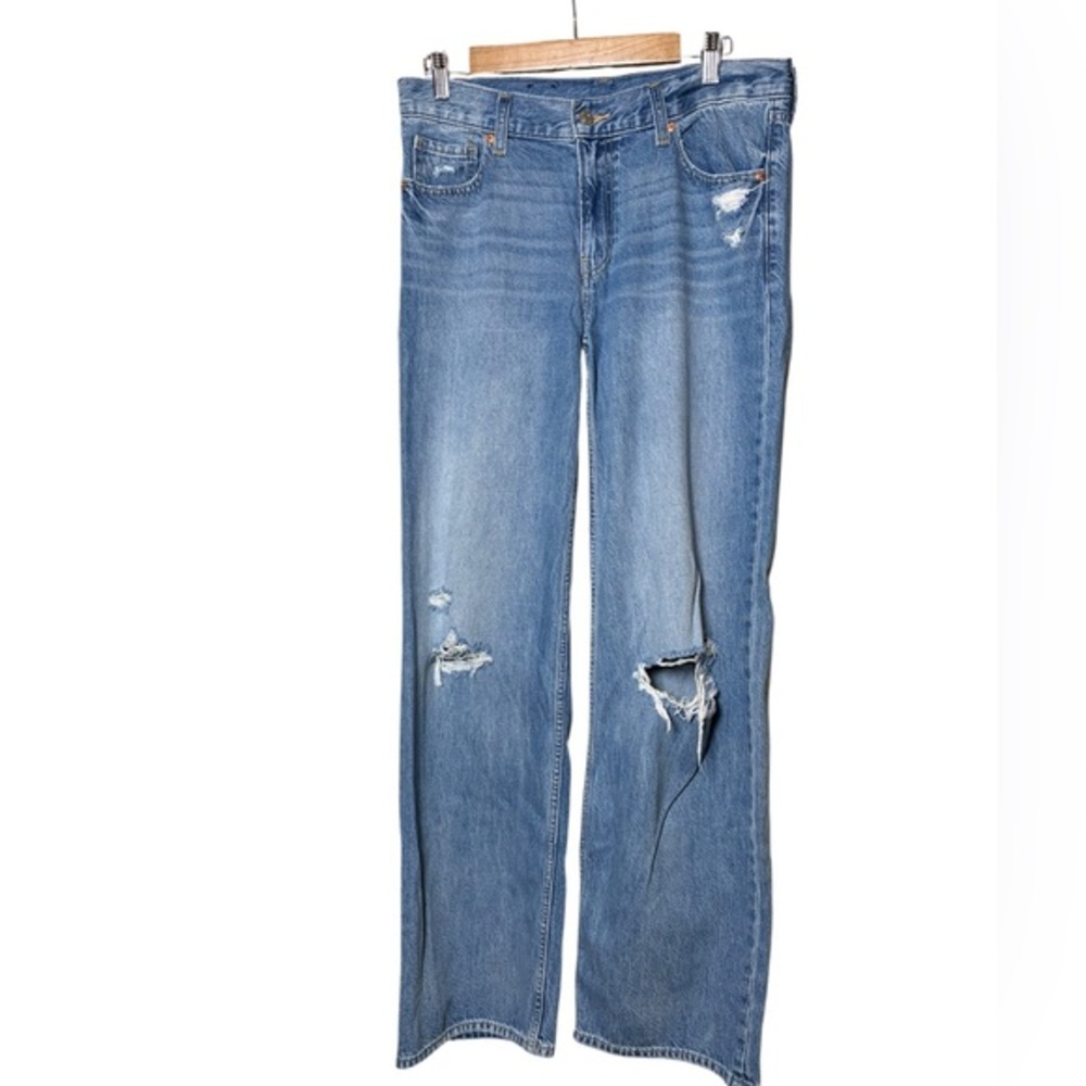 NA XXXX ???? Stride Distressed Denim Jeans in Light Destroy Blue